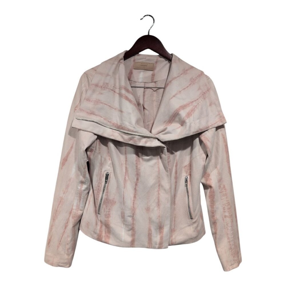 BlankNYC Jacket Women's Faux Suede Moto Pink Hippie Dippie Tie Dye Jacket Size L